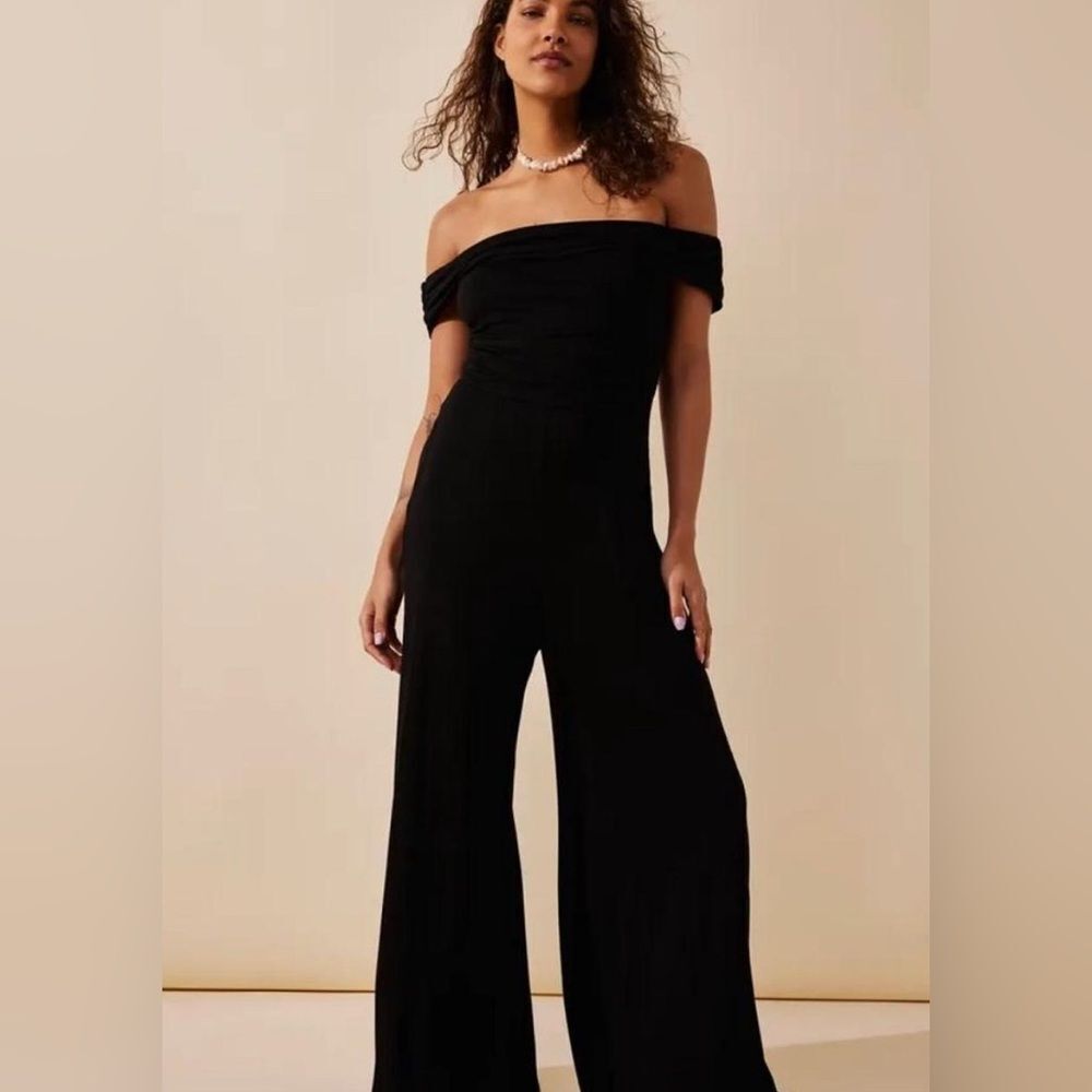 Free People FP Beach Wide Leg Kenna One Piece Jumpsuit Black Size XS